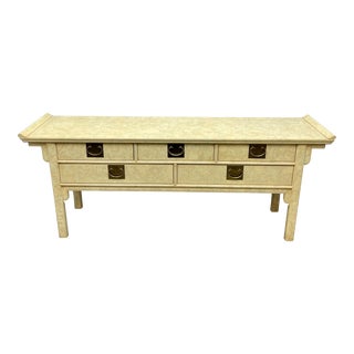 Vintage Century Raymond Sobota Chinoiserie Style Ivory Goatskin Console Table For Sale
