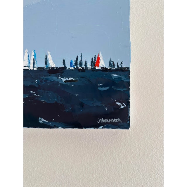 Cerulean "Regatta" Modern Original Oil Painting, by Jennifer Hohlfelder For Sale - Image 8 of 8