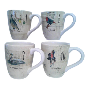 Williams Sonoma 12 Days of Christmas 3 Days Per Mug Discontinued / 4 Mugs