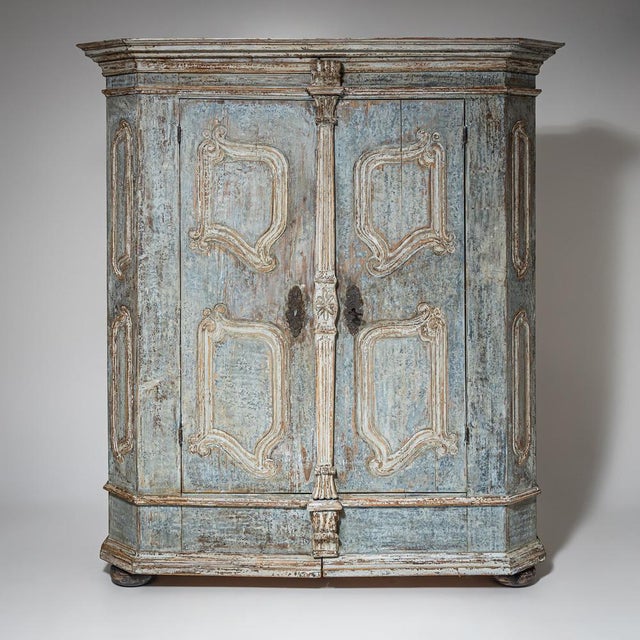Light Blue Painted Provincial Wardrobe, 18th Century For Sale - Image 13 of 13