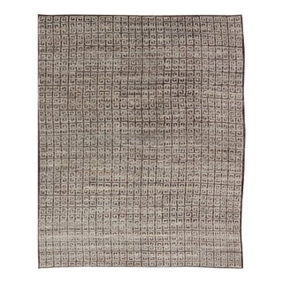 Modern Khotan in Wool With Greek Key Design in Earthy Tones by Keivan Woven Arts For Sale