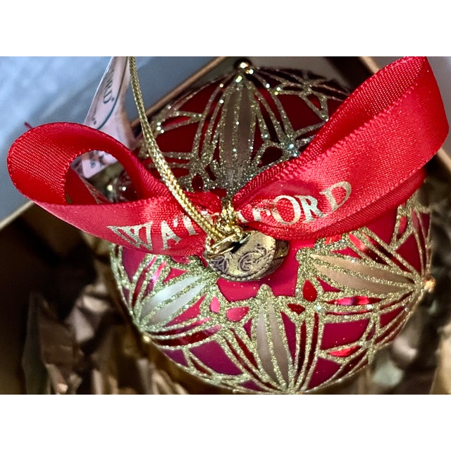 Waterford Crystal Heirloom Red and Gold Christmas Ornament - 2003 For Sale In New York - Image 6 of 9