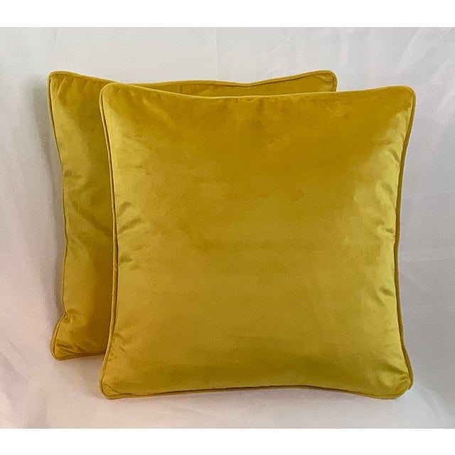 Contemporary Italian Velvet Yellow Pillows (A Pair) Chairish