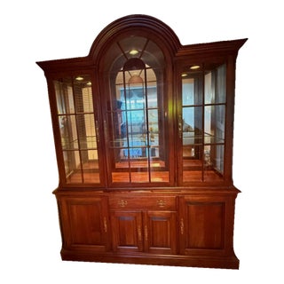 Pennsylvania House Solid Cherry Lighted China Cabinet For Sale