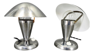 Bauhaus Chrome Adjustable Table Lamps, Former Czechoslovakia, 1930s, Set of 2