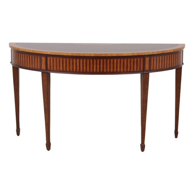 Ethan Allen Inlaid Mahogany Console Hall Table For Sale