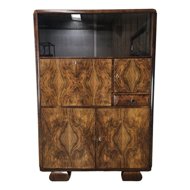 Art Deco Austrian Display Cabinet in Glass and Briar Root, 1930 For Sale