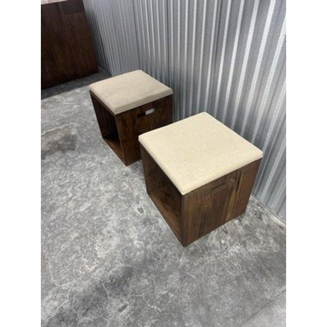 Custom Solid Walnut Waterfall Office Deck With Matching Stools by Mash Studio For Sale - Image 14 of 14