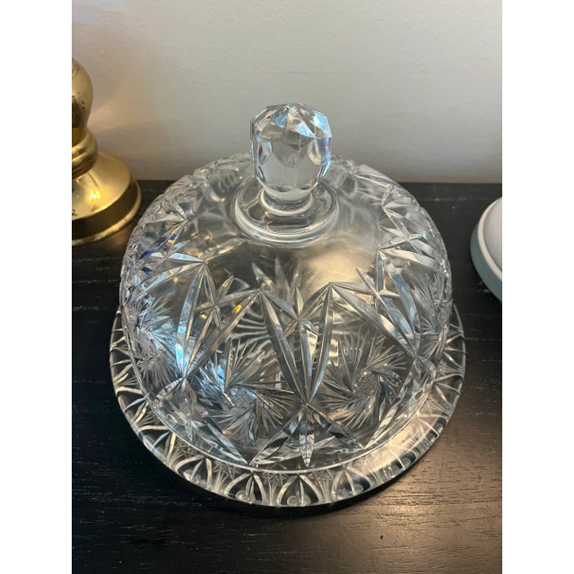Mid-Century Modern Antique Crystal Domed Cheese Plate For Sale - Image 3 of 4