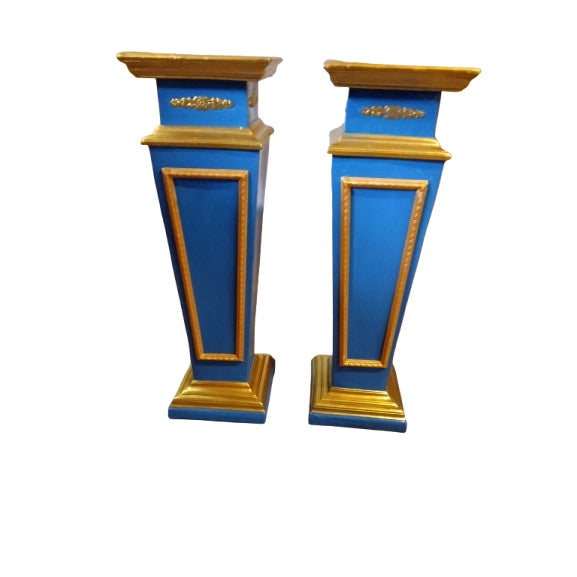 Late 19th Century 1890 Russian Art Nouveau Gold Leaf Porcelain Pedestals For Sale - Image 5 of 5