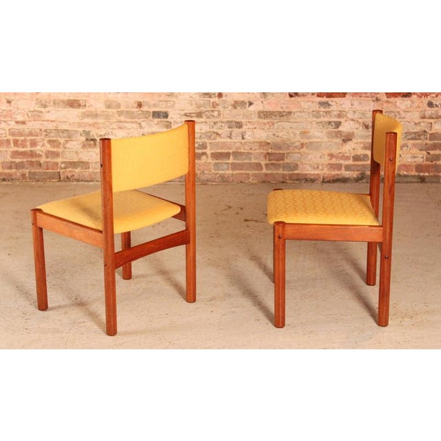 Vintage Danish Teak Dining Chairs with Yellow Fabric Upholstery, 1970s, Set of 4 For Sale - Image 9 of 12