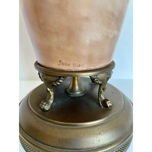 Antique Original Signed Hand-Painted Floral Table Lamp For Sale - Image 12 of 13