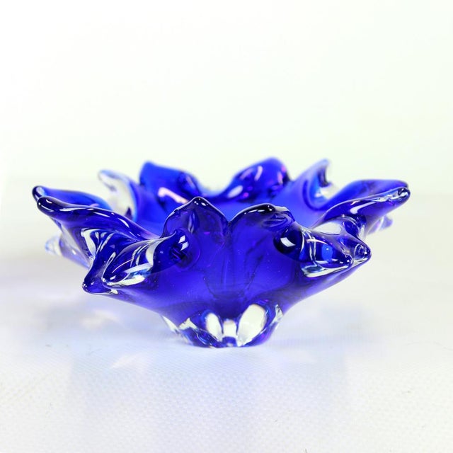Glass Cobalt Blue Art Glass Set by Jaroslav Taraba for Lednické Rovne, Czechoslovakia, 1960s, Set of 2 For Sale - Image 7 of 11