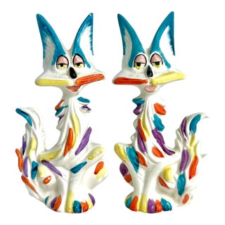 1950s Vintage Crazy Calico Cats Salt Pepper Shakers, Japan For Sale