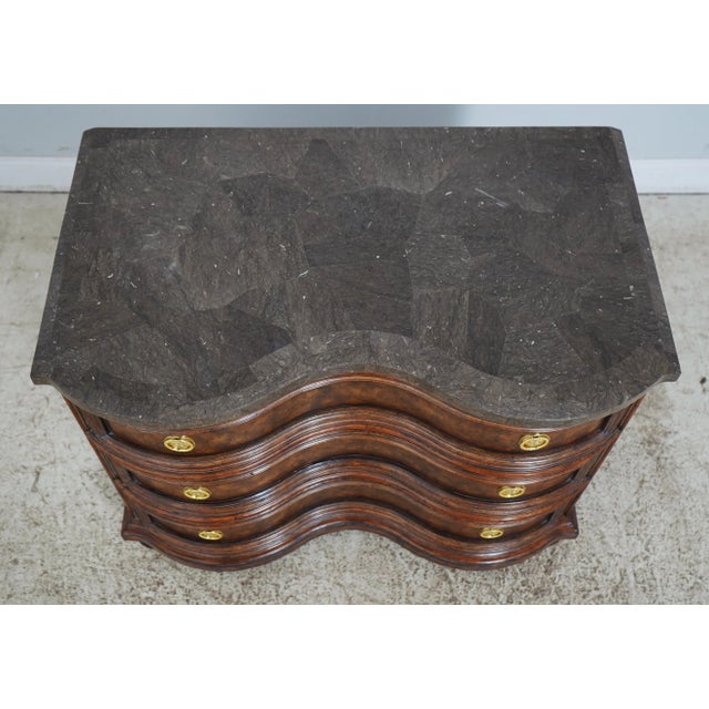1990s Maitland Smith Marble Top 3 Drawer Continental Commode Chest For Sale - Image 5 of 12