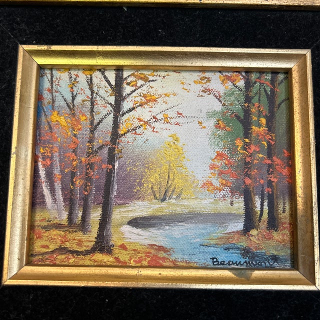 1950’s original impressionist autumn river landscape painting. Signed and framed. Measures 5x4 or approximately 9.5x8.5...