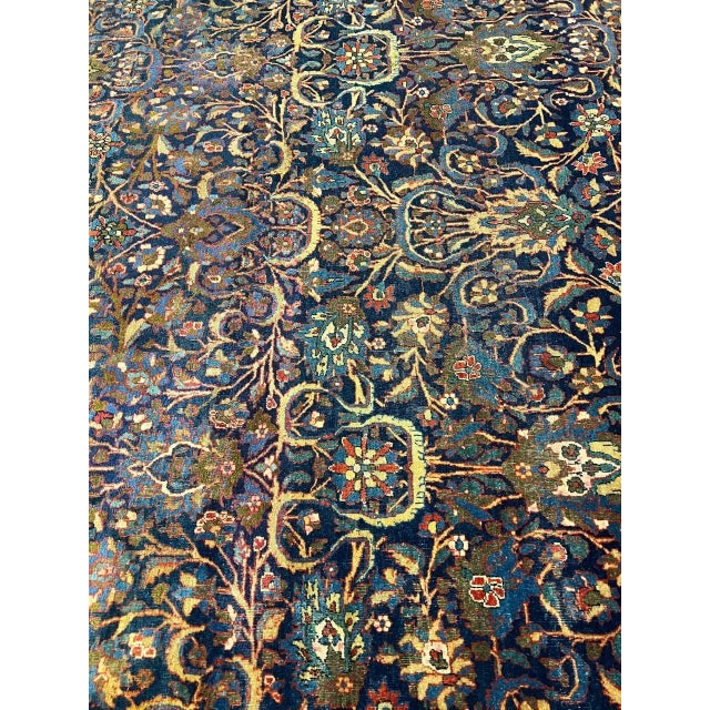 Brick Red Late 20th Century Navy Blue Persian Antique Kashan For Sale - Image 8 of 12