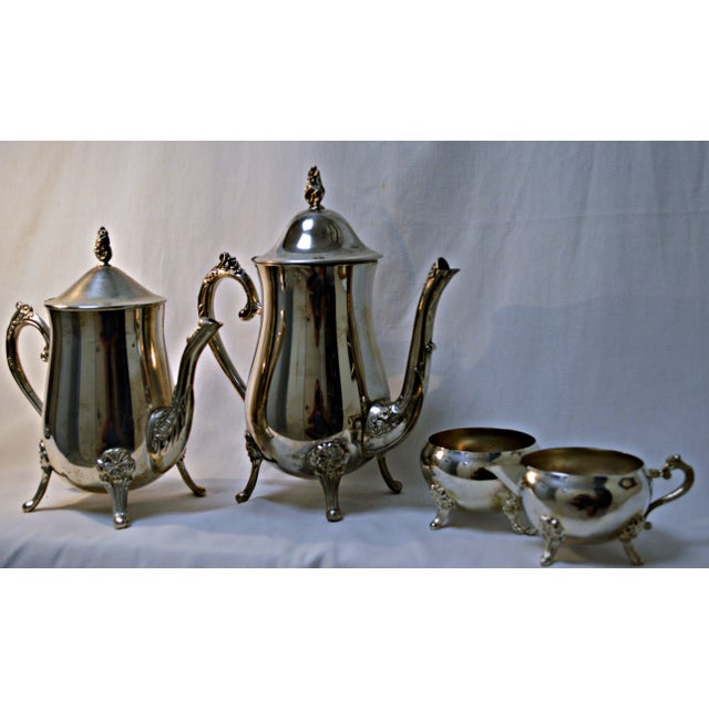 Silver Plated Coffee & Tea Set - 4 Pieces For Sale - Image 4 of 11