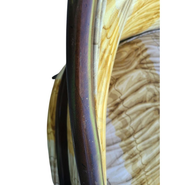 Vintage Dorothy Draper Style Upholstered Faux Trompe Loeil Draped Gold Brown Settee For Sale In West Palm - Image 6 of 12