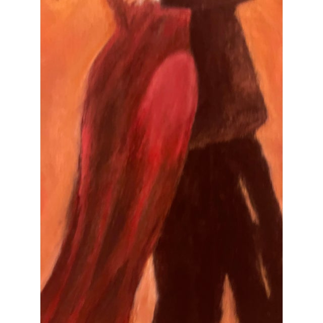 Tango Dancers Original Pastel Painting – Couple in Red & Black, Warm Terracotta Wall Art For Sale In Washington DC - Image 6 of 9