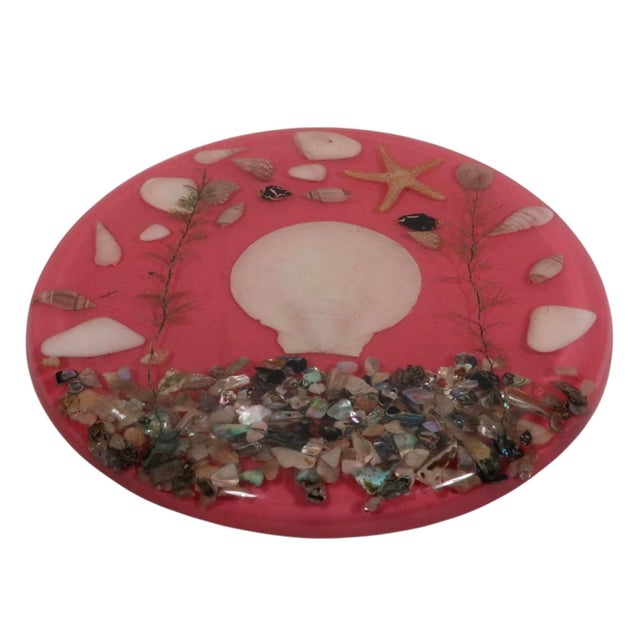 Rose Vintage Lucite Trivet With Sea Shells For Sale - Image 8 of 10
