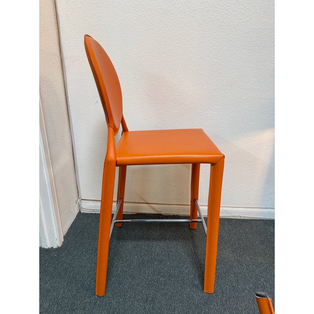 Euro Style Isabelle Orange Counter Stools, Pair For Sale In San Francisco - Image 6 of 12