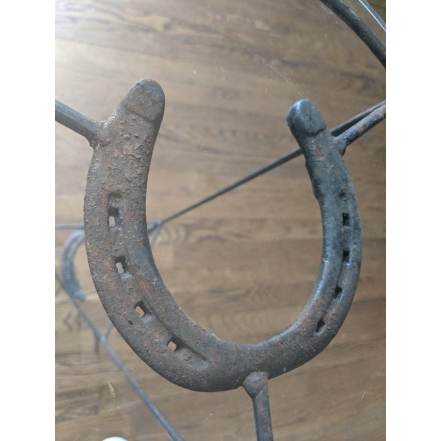 Vintage Southwest Cowboy Wrought Iron Horseshoe Plant Stand For Sale - Image 9 of 12