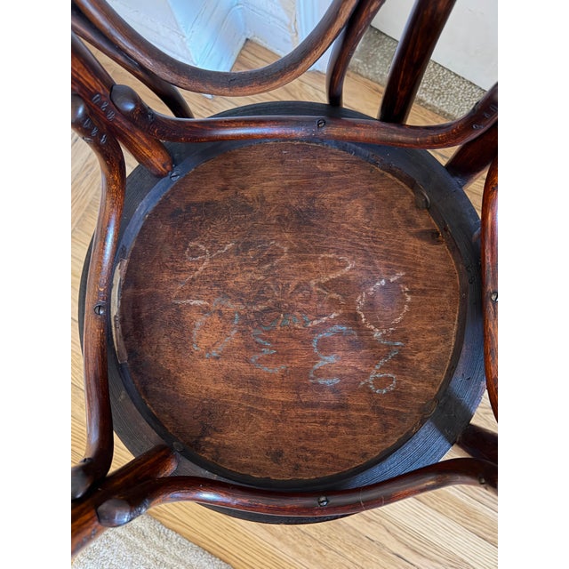 Brown Antique Embossed Fischel Bentwood Bistro Chairs, Early 1900s — Pair For Sale - Image 8 of 9
