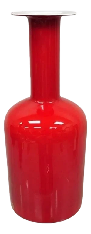 Vintage Mid Century Modern Gulvase by Otto Brauer Holmegaard Red Art Glass Vase