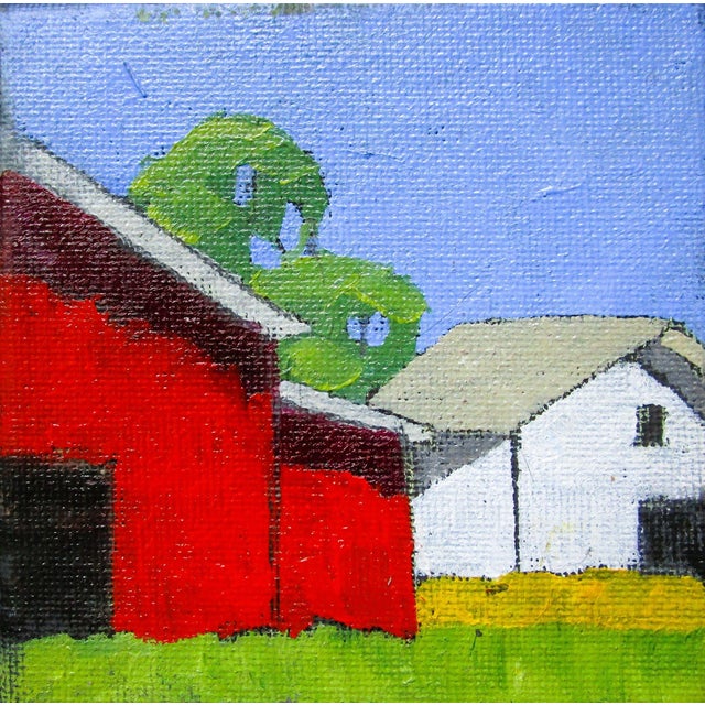 2020s Miniature California Barns 4x4 Lynne French Farm Landscape O/C For Sale - Image 5 of 5