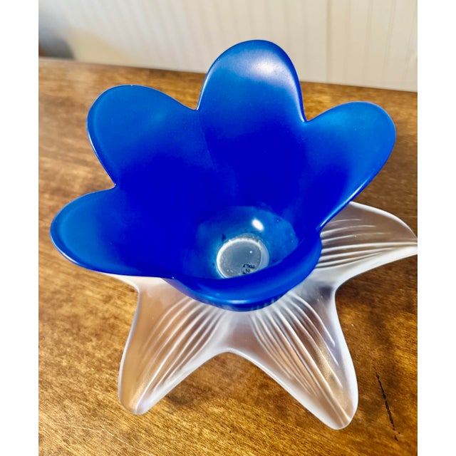 Blue 1970s Pair of Blue Tulip Glow Candle Holders Made in Italy For Sale - Image 8 of 12