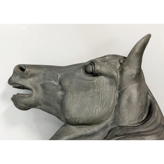 Vintage Cast Aluminum Horse Head Equestrian Wall Sculpture, Possibly French For Sale - Image 12 of 18