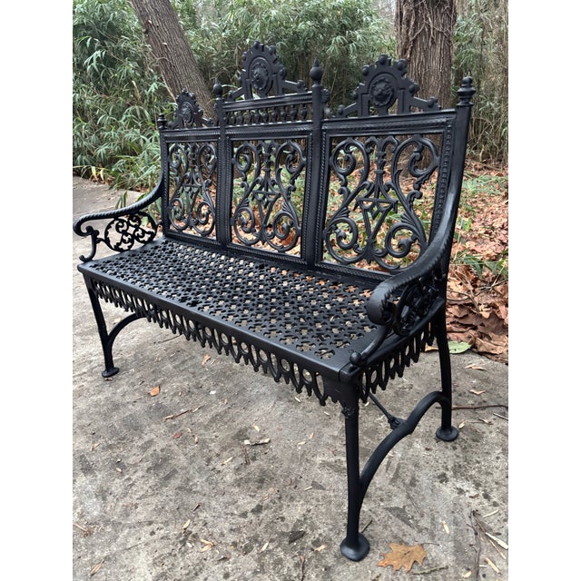 Late 19th Century Gothic Iron Garden Bench, Restored For Sale - Image 10 of 12