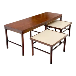 Mid Century Modern Nesting Coffee Side End Occasional Tables - Set of 3