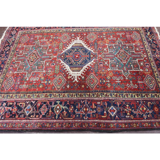 Early 20th Century Antique Persian Karaja Heriz Rug For Sale In Chicago - Image 6 of 11