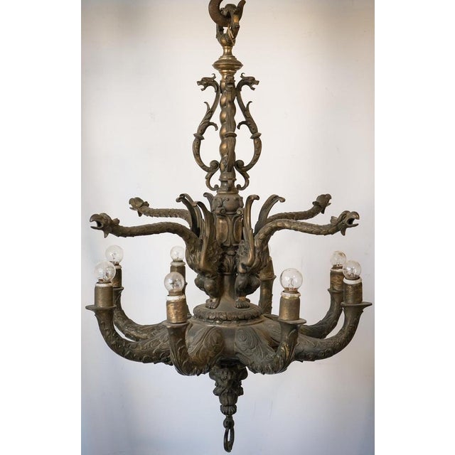 Bronze and Brass Chandeliers in the style of Guada, Set of 2 For Sale - Image 16 of 18