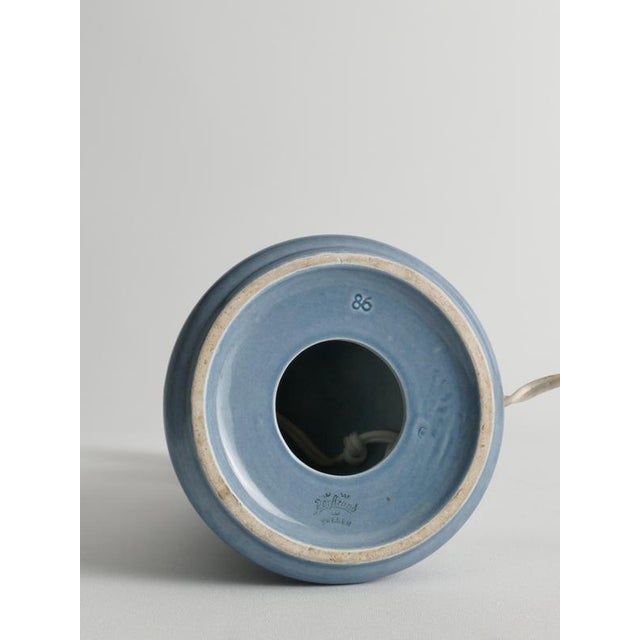 Dusty Blue Ceramic Table Lamp from Rörstrand, 1986 For Sale - Image 9 of 12