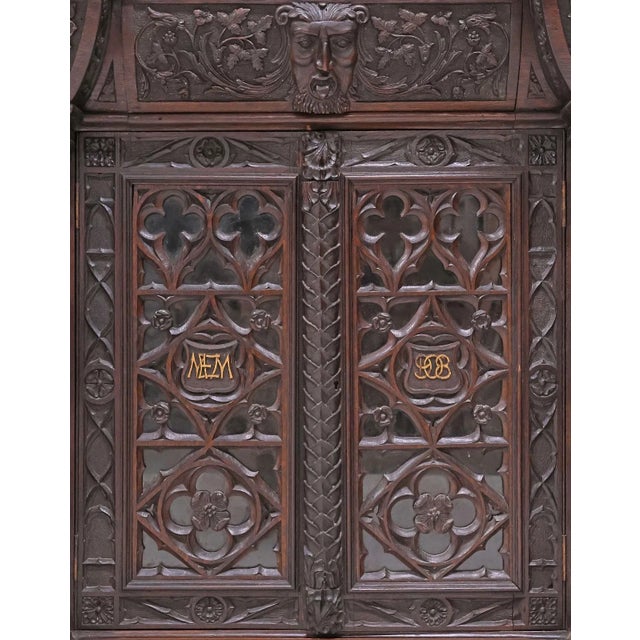 1900's Antique Monumental, English Gothic, Elizabethan Revival, Carved Oak Sideboard!! For Sale - Image 9 of 9