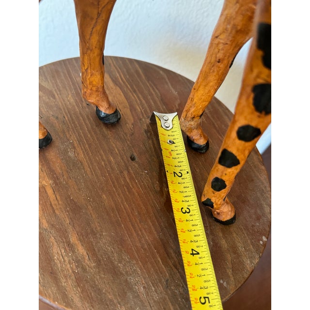Mid 20th Century Hand Made Vintage Leather-Wrapped Giraffe Safari Sculpture For Sale - Image 5 of 12