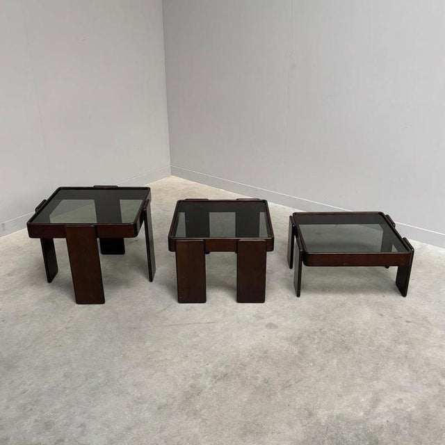 Glass Vintage Cassina Nesting Tables by Gianfranco Frattini, Italy 1960s, Set of 3 For Sale - Image 7 of 13