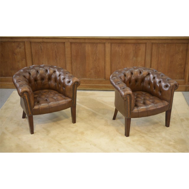 Vintage Leather Club Chairs, 1990s, Set of 2 For Sale - Image 6 of 14