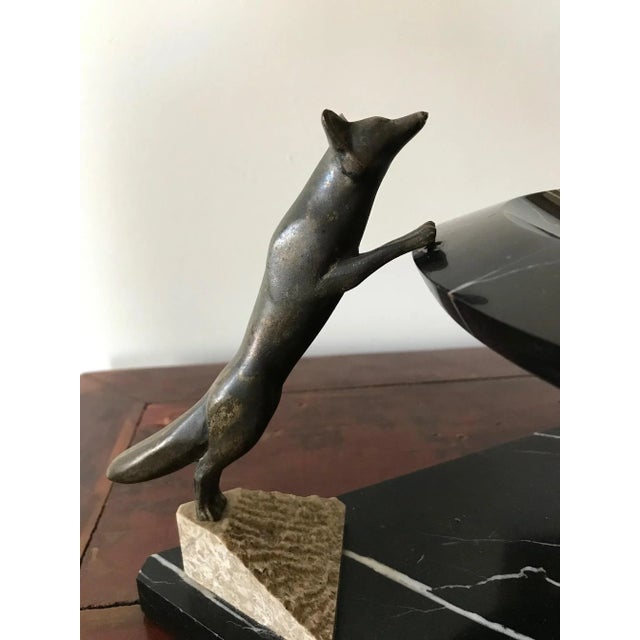 Stone Art Deco French Marble Bowl with Bronze Foxes, 1930s For Sale - Image 7 of 9