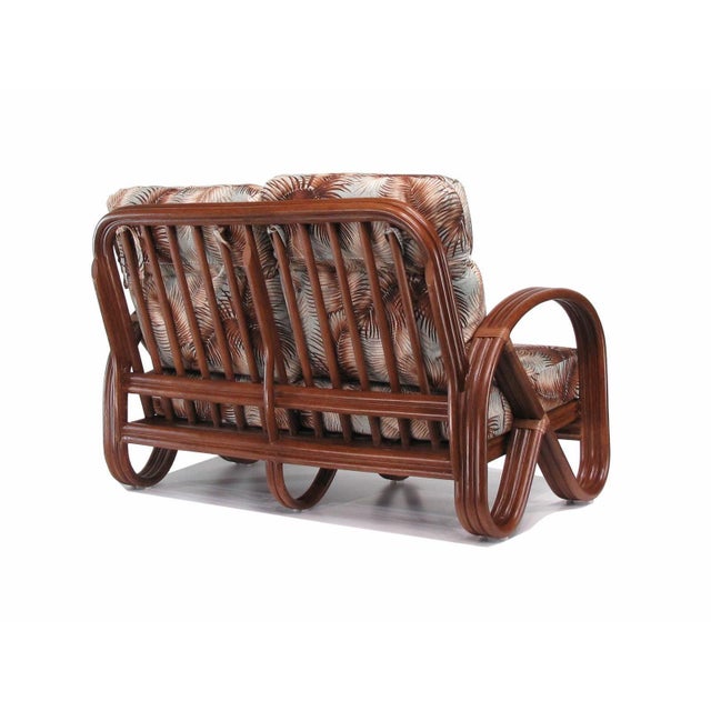 1990s 1990s Modernist 3-Strand 3/4 Pretzel "Kauai" Rattan Settee Sofa For Sale - Image 5 of 7