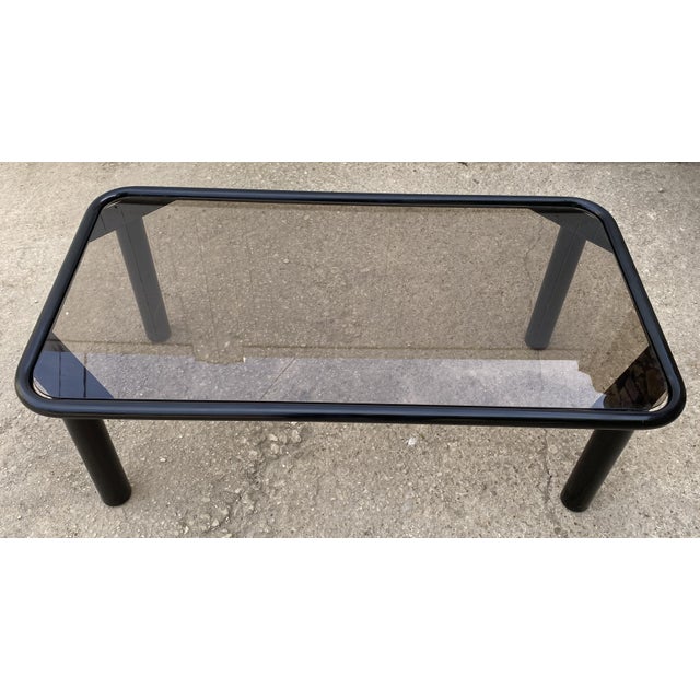 Vintage Black Tubular Coffee Table with Smoked Glass Top by Yves Boutboul, 1980 For Sale - Image 11 of 18