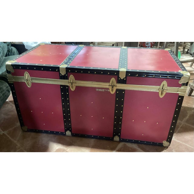 Wood Vintage Wood and Metal Travel Trunk, Italy, 1950s For Sale - Image 7 of 14