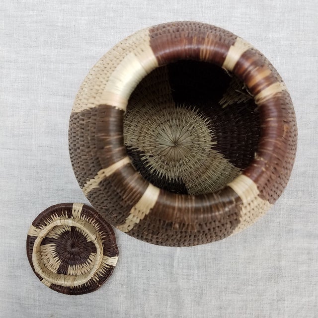 Botswana African Lidded Basket | Chairish