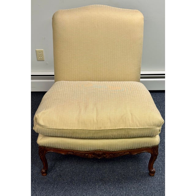 Textile Ralph Lauren Carved French Upholstered Slipper Chair For Sale - Image 7 of 12