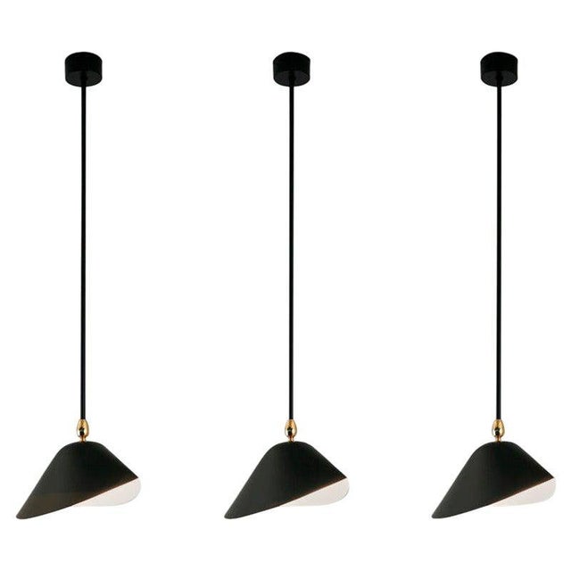 Mid-Century Modern Black Bibliothèque Ceiling Lamps from Serge Mouille, Set of 3 For Sale - Image 6 of 6