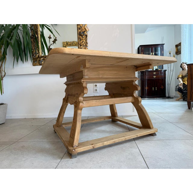 Heavy antique farmhouse dining table, dimensions (height x width x depth): 78 x 115 x 117 cm. Very solidly constructed...