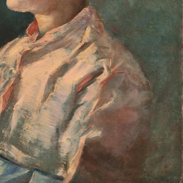 1900 - 1909 'Portrait of a Young Woman', Scandinavian School, Circa 1910, Gold Earring, Silk Scarf For Sale - Image 5 of 8